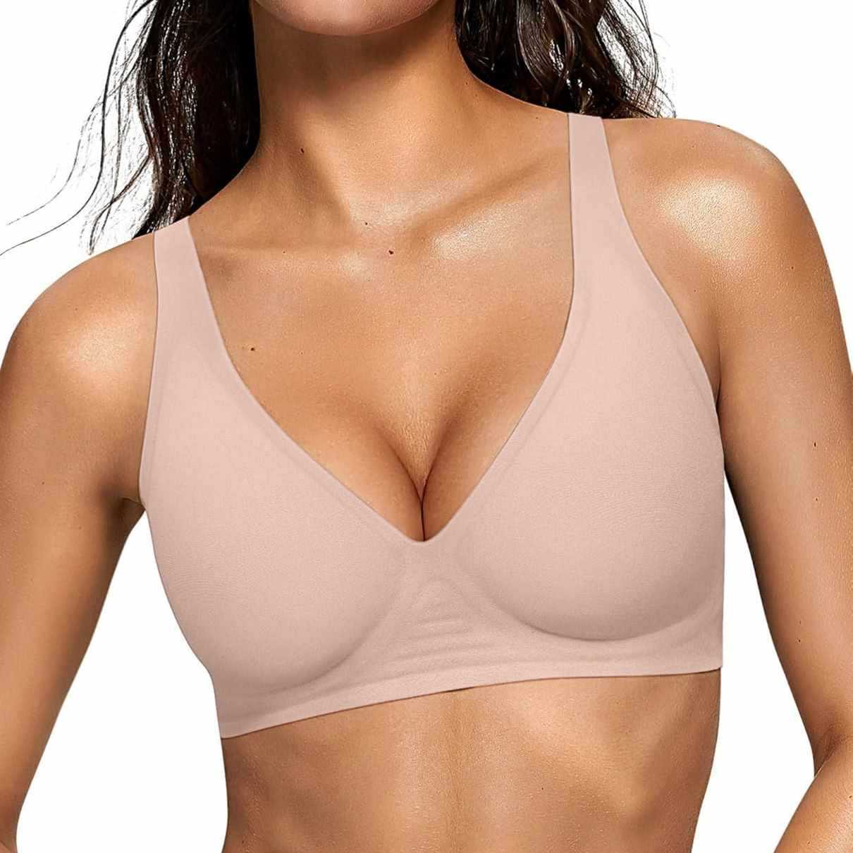 Wirefree Bra Comfort - Womens Deep V Wireless Bras Wire-free