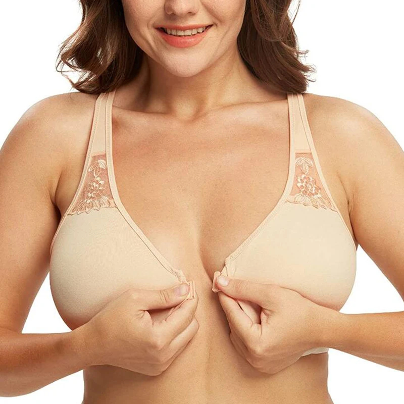 Underwire Bra Padded - Women's Front Closure Minimizer Bra Non