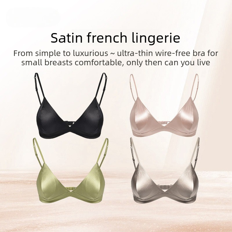 Plunge Bra Push Up - Silk Triangle Cup Bra without Steel