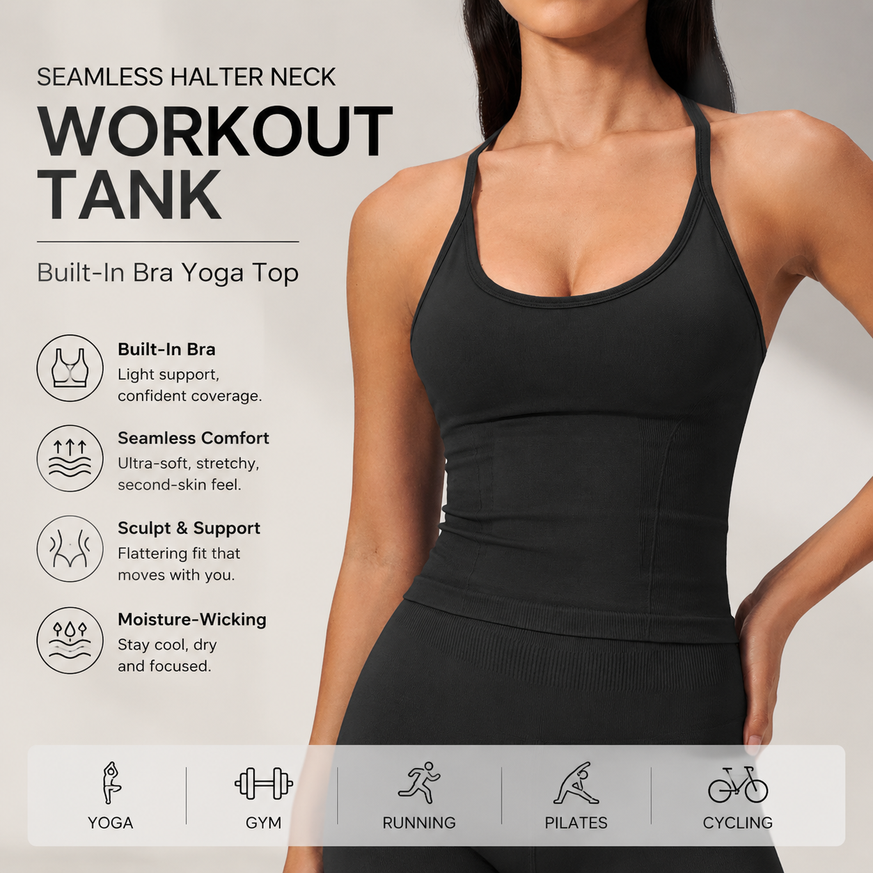 Luxury 2 in 1 Yoga Tank Top wi - огляд і ціна T Shirt Bra Seamless