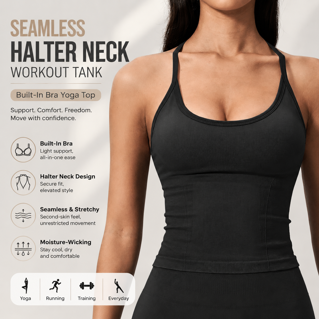 Luxury 2 in 1 Yoga Tank Top wi - огляд і ціна T Shirt Bra Seamless