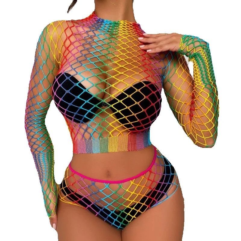 Sexy Rainbow Mesh Lingerie Set - огляд і ціна Sheer Mesh Bra
