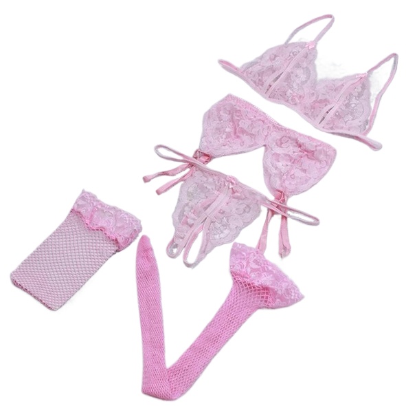 Lace Women Lingerie Set 4 Pcs  - огляд і ціна Sheer Mesh Bra